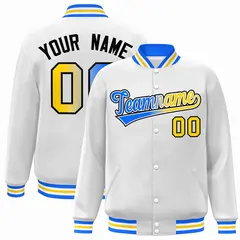 White Yellow-White Gradient Letterman Varsity Jacket
