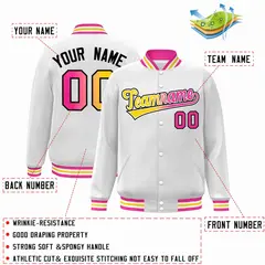 White Yellow-White Gradient Letterman Varsity Jacket 2