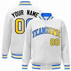 White Yellow-White Gradient Letterman Varsity Jacket