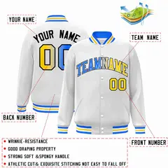 White Yellow-White Gradient Letterman Varsity Jacket 2