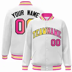 White Yellow-White Gradient Letterman Varsity Jacket