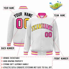 White Yellow-White Gradient Letterman Varsity Jacket 2