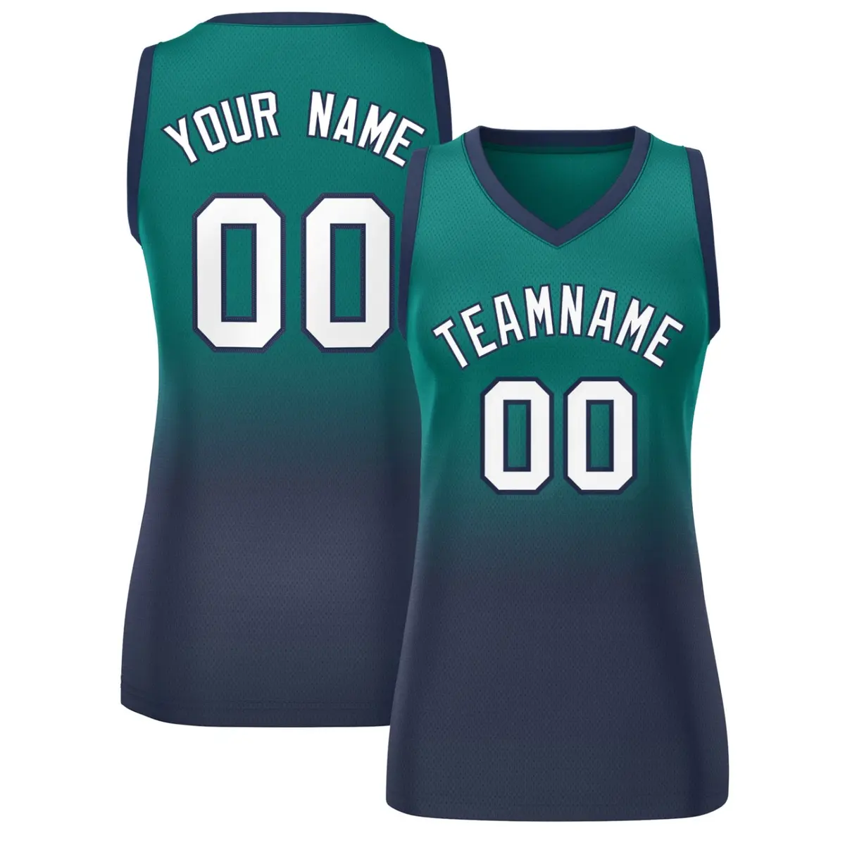 Women's Aqua Navy Gradient Mesh Basketball Jersey