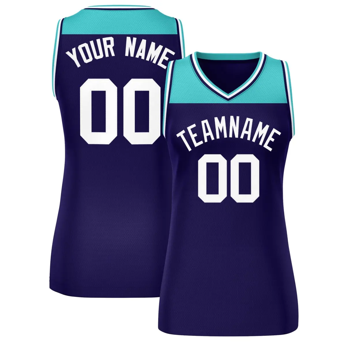 Women's Aqua Purple Color Block Mesh Basketball Jersey