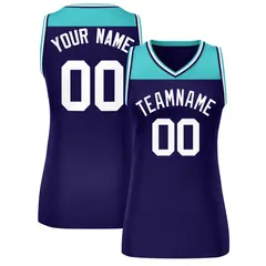 Women's Aqua Purple Color Block Mesh Basketball Jersey