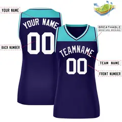 Women's Aqua Purple Color Block Mesh Basketball Jersey 2