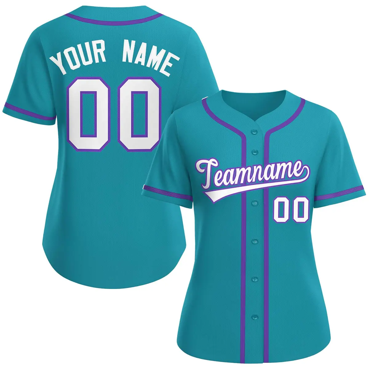 Women's Aqua White-Purple Classic Baseball Jersey