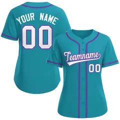 Women's Aqua White-Purple Classic Baseball Jersey 1