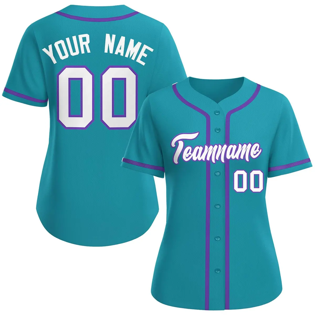 Women's Aqua White-Purple Classic Baseball Jersey