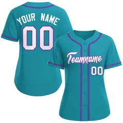 Women's Aqua White-Purple Classic Baseball Jersey 1