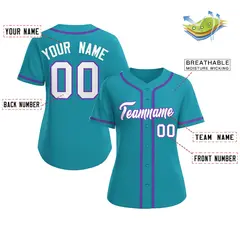 Women's Aqua White-Purple Classic Baseball Jersey 2