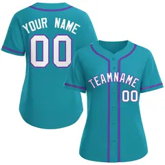 Women's Aqua White-Purple Classic Baseball Jersey 1