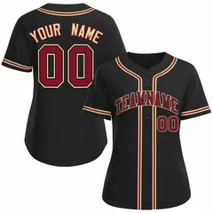 Women's Black Crimson Classic Style Baseball Jersey 1
