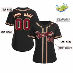 Women's Black Crimson Classic Style Baseball Jersey 2