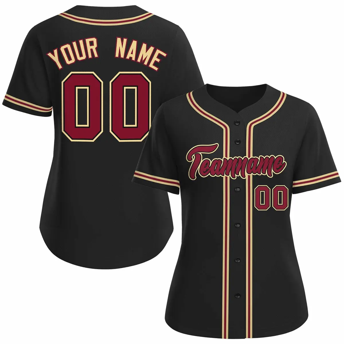 Women's Black Crimson Classic Style Baseball Jersey