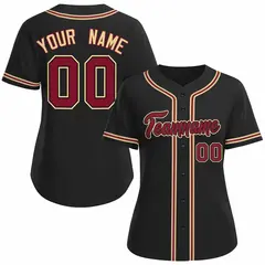 Women's Black Crimson Classic Style Baseball Jersey 1