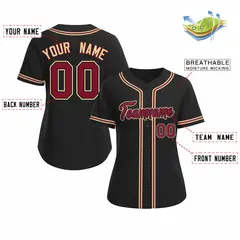 Women's Black Crimson Classic Style Baseball Jersey 2