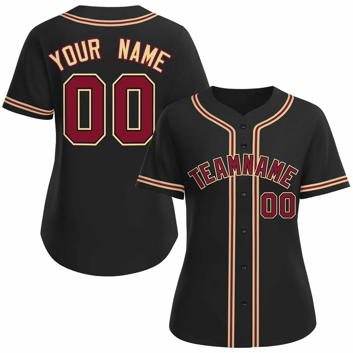 Women's Black Crimson Classic Style Baseball Jersey