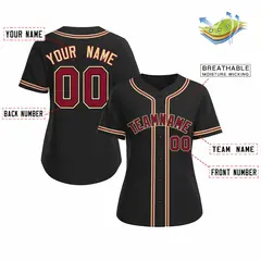 Women's Black Crimson Classic Style Baseball Jersey 2