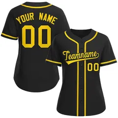 Women's Black Gold-Black Classic Baseball Jersey 1