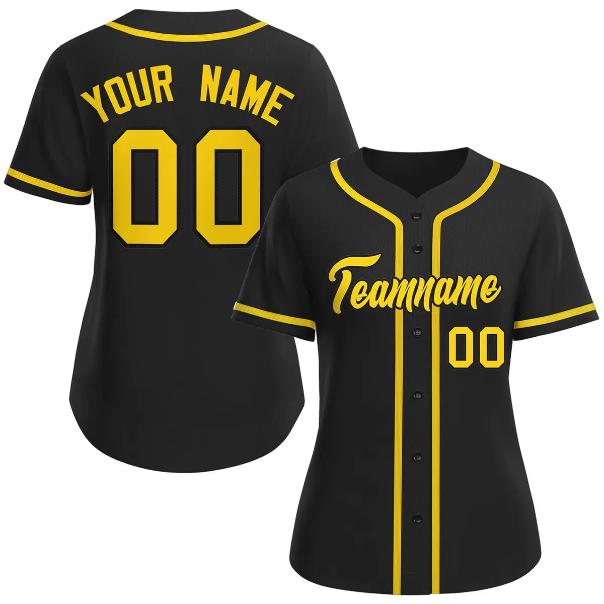 Women's Black Gold-Black Classic Baseball Jersey