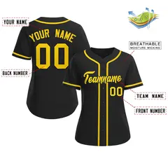 Women's Black Gold-Black Classic Baseball Jersey 2