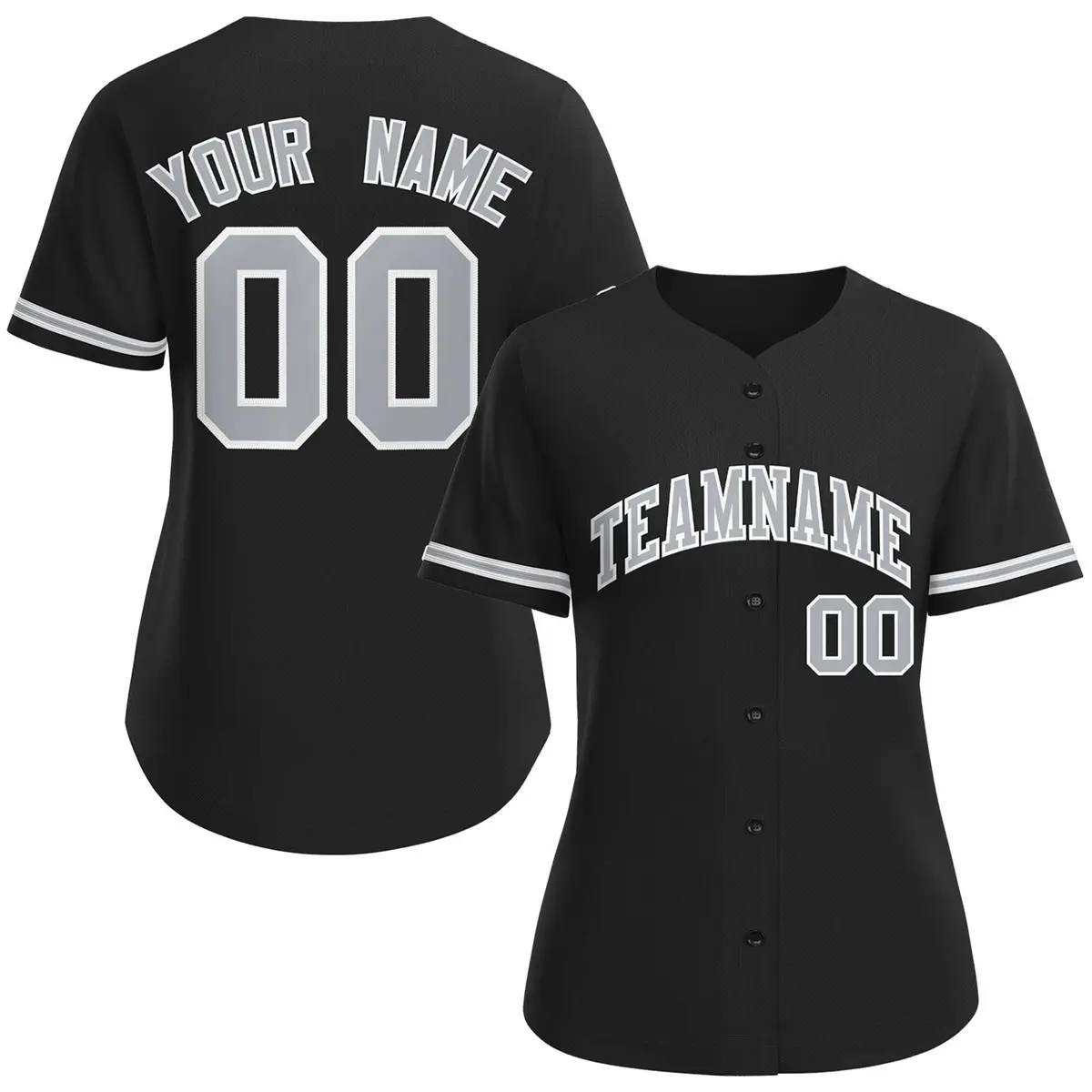 Women's Black Gray-White Classic Baseball Jersey