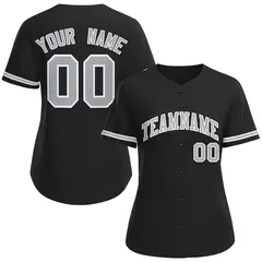 Women's Black Gray-White Classic Baseball Jersey