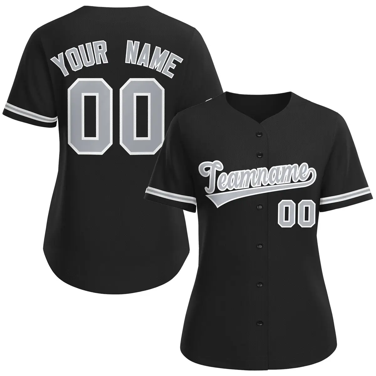 Women's Black Gray-White Classic Baseball Jersey