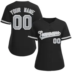 Women's Black Gray-White Classic Baseball Jersey 1