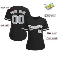 Women's Black Gray-White Classic Baseball Jersey 2