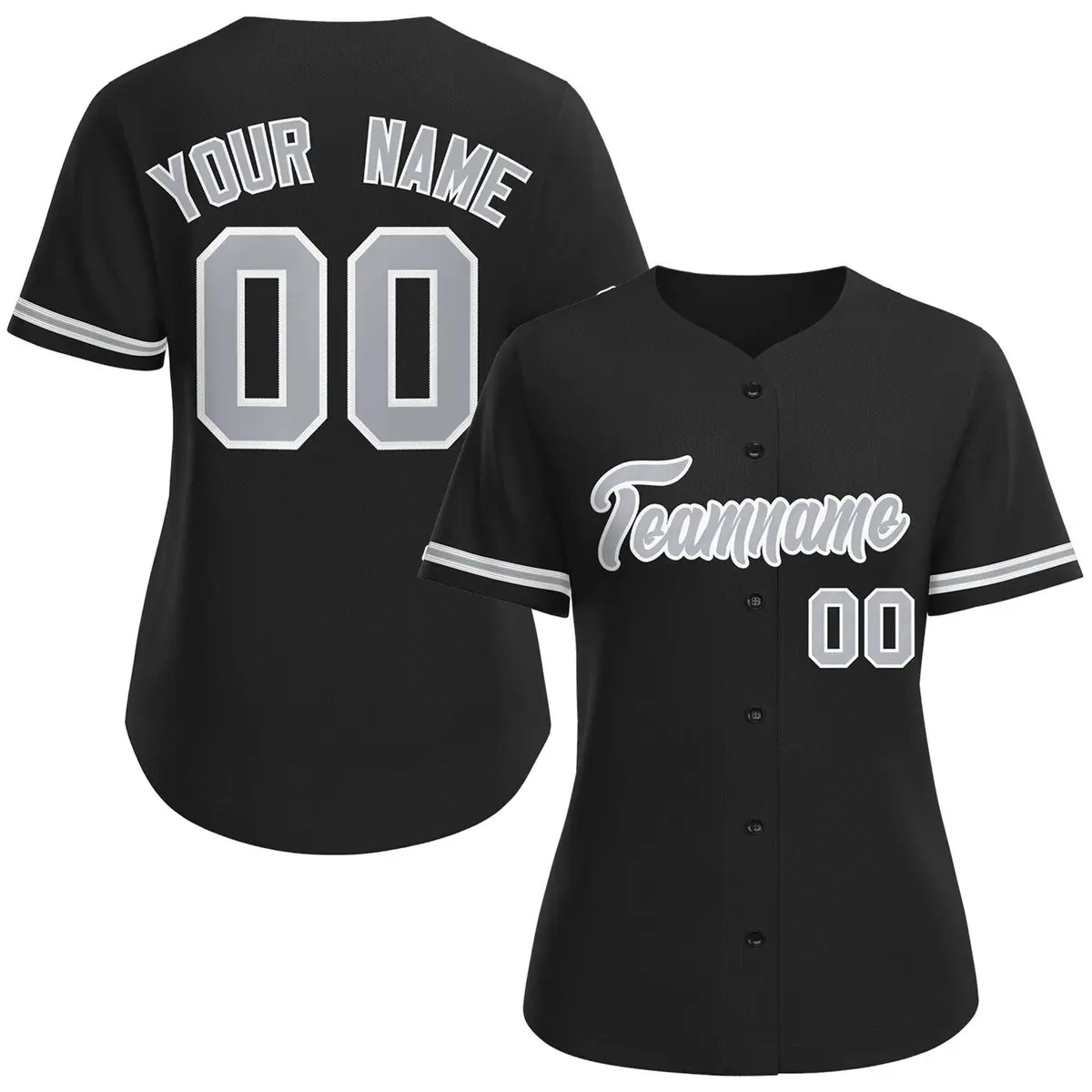 Women's Black Gray-White Classic Baseball Jersey