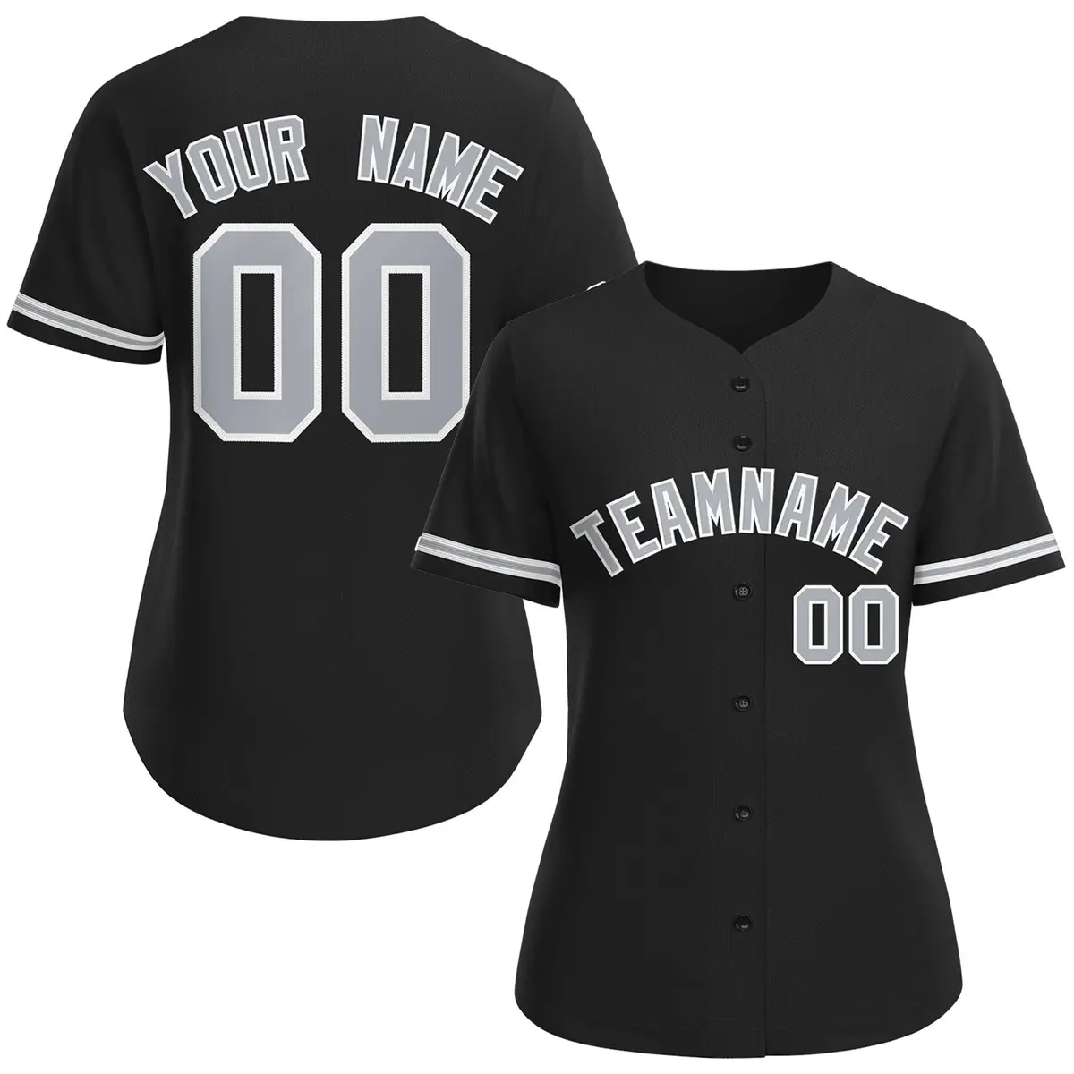 Women's Black Gray-White Classic Baseball Jersey