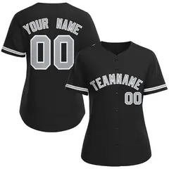 Women's Black Gray-White Classic Baseball Jersey 1