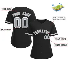 Women's Black Gray-White Classic Baseball Jersey 2