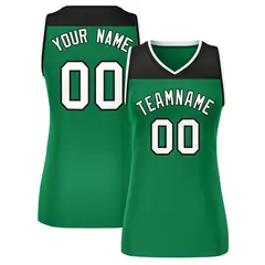 Women's Black Kelly Green Color Block Mesh Basketball Jersey 1