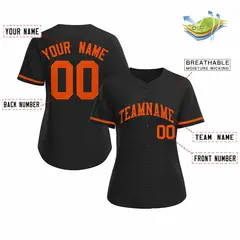 Women's Black Orange Classic Baseball Jersey 2