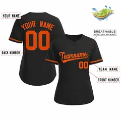 Women's Black Orange Classic Baseball Jersey 2