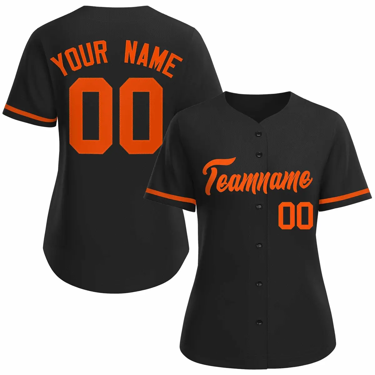 Women's Black Orange Classic Baseball Jersey