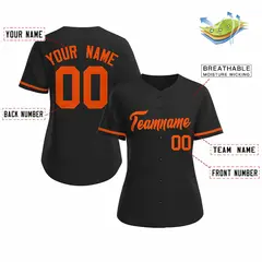 Women's Black Orange Classic Baseball Jersey 2