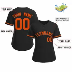 Women's Black Orange Classic Baseball Jersey 2
