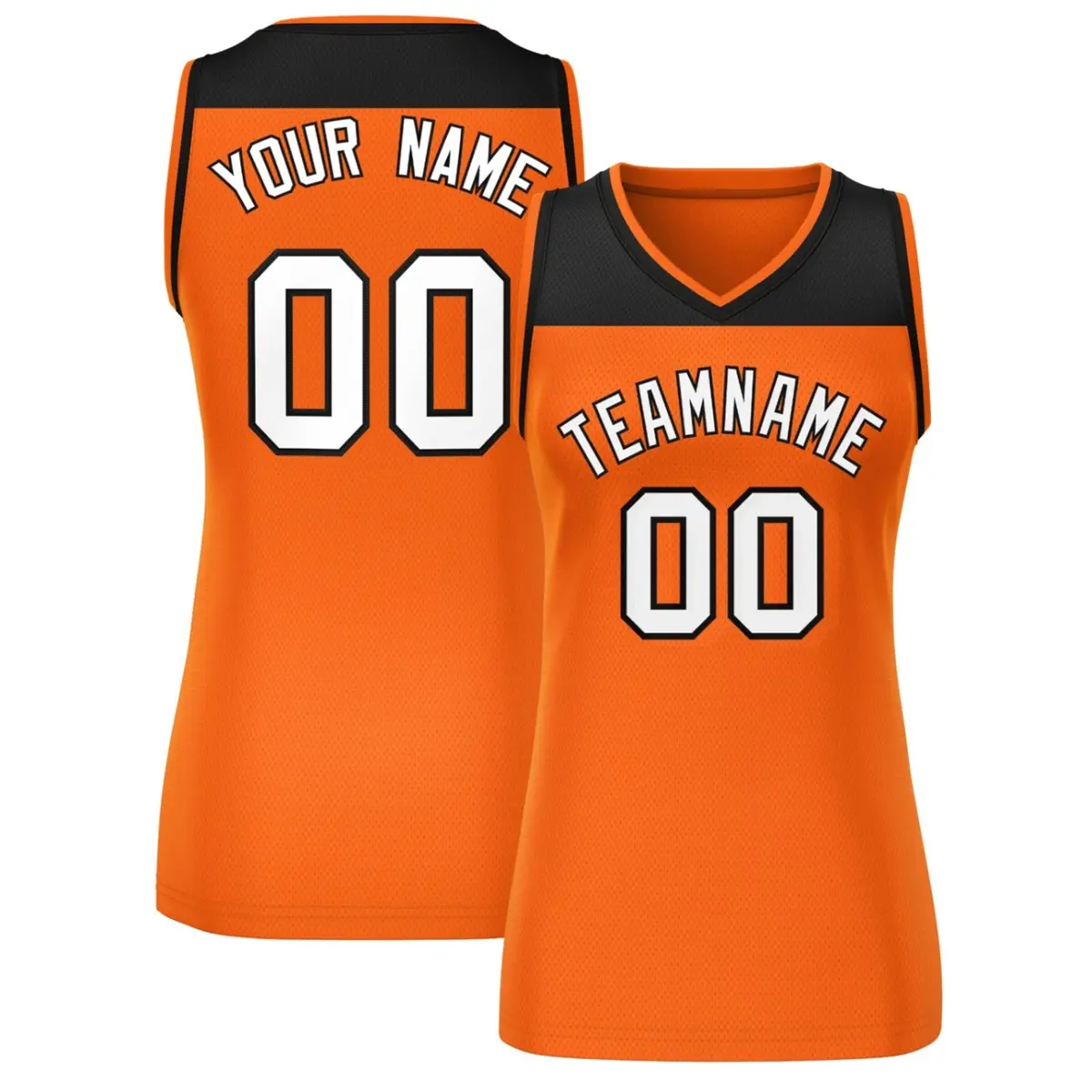 Women's Black Orange Color Block Mesh Basketball Jersey