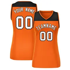 Women's Black Orange Color Block Mesh Basketball Jersey 1
