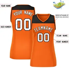 Women's Black Orange Color Block Mesh Basketball Jersey 2