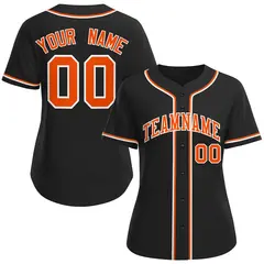 Women's Black Orange-White Classic Baseball Jersey