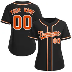 Women's Black Orange-White Classic Baseball Jersey 1