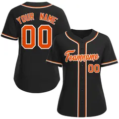 Women's Black Orange-White Classic Baseball Jersey 1