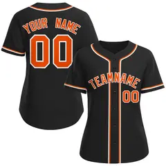 Women's Black Orange-White Classic Baseball Jersey 1