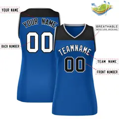 Women's Black Royal Color Block Mesh Basketball Jersey 2