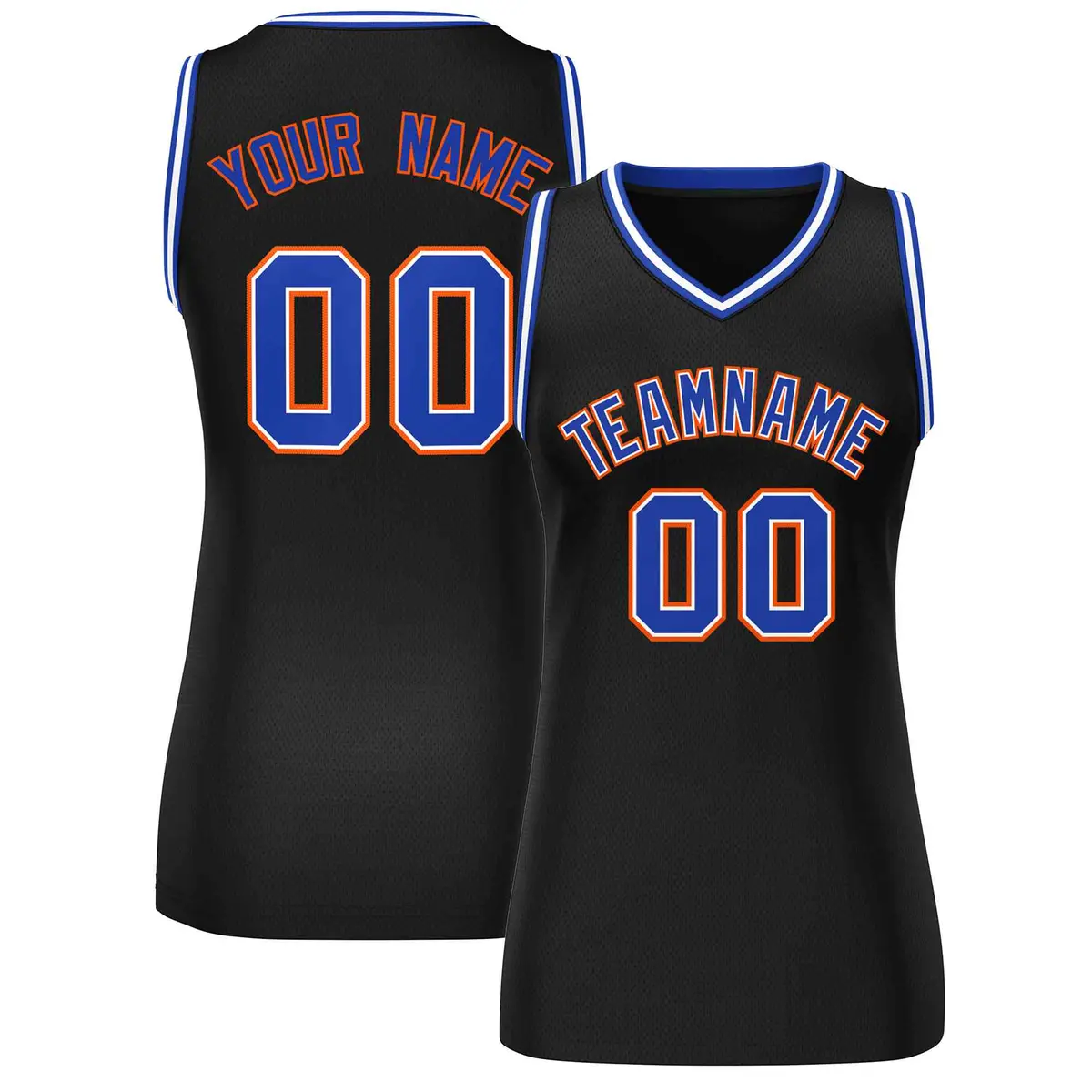 Women's Black Royal-Orange Classic Mesh Basketball Jersey